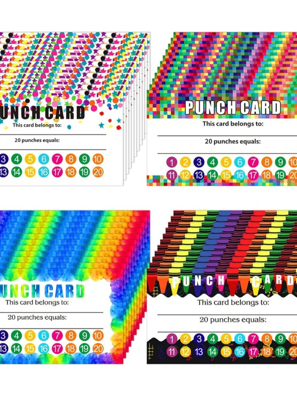 320 Pieces Punch Cards for Classroom, 20 Punches